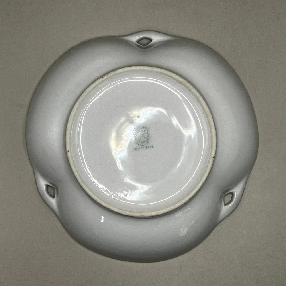 Noritake Porcelain Hand Painted Floral Lusterware Trefoil‎ Candy Dish Bowl Vtg